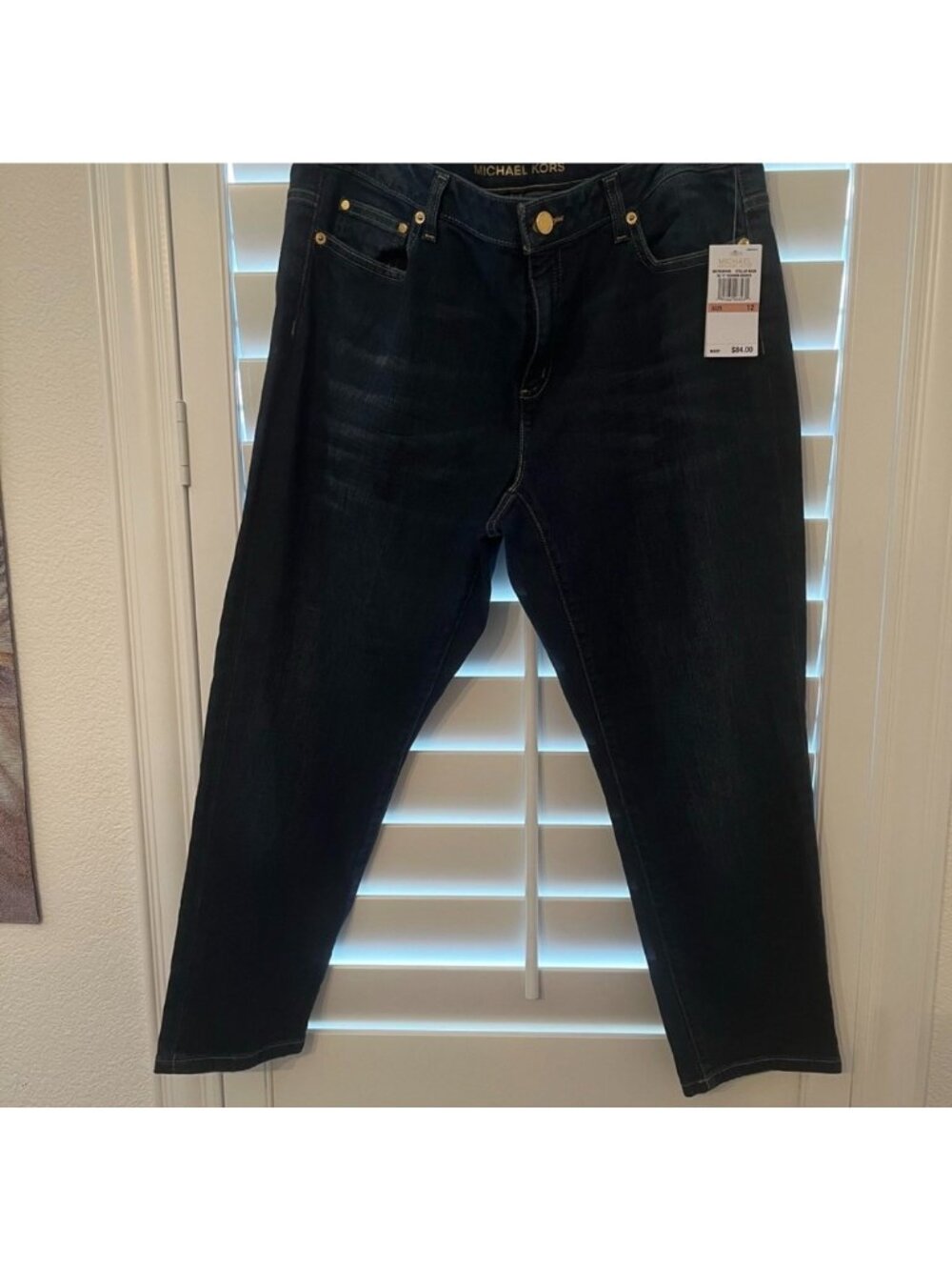 Michael Kors Womens Izzy Skinny Jeans Stellar Wash Size 12 Dark Denim NWT MSRP $